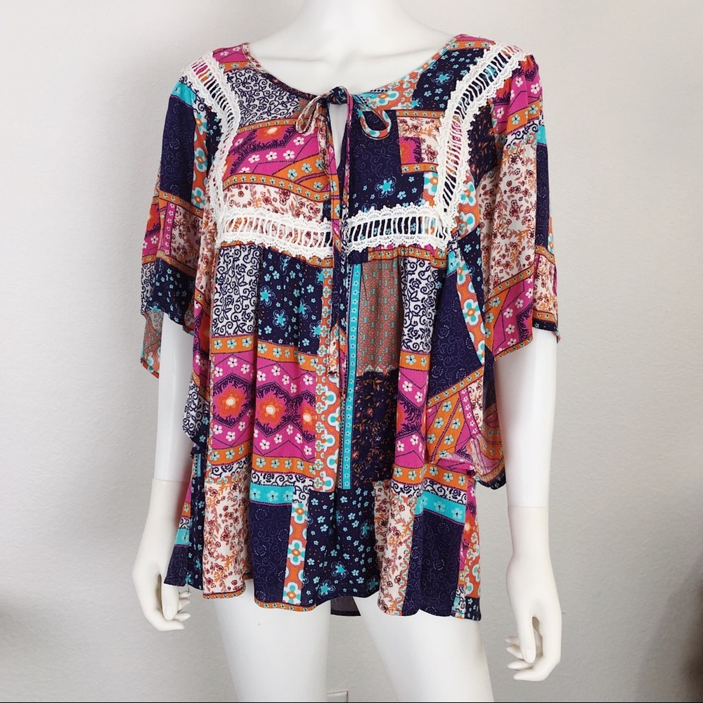 ⭐️ Venus Patchwork Print Tunic Top 1X Plus Womens